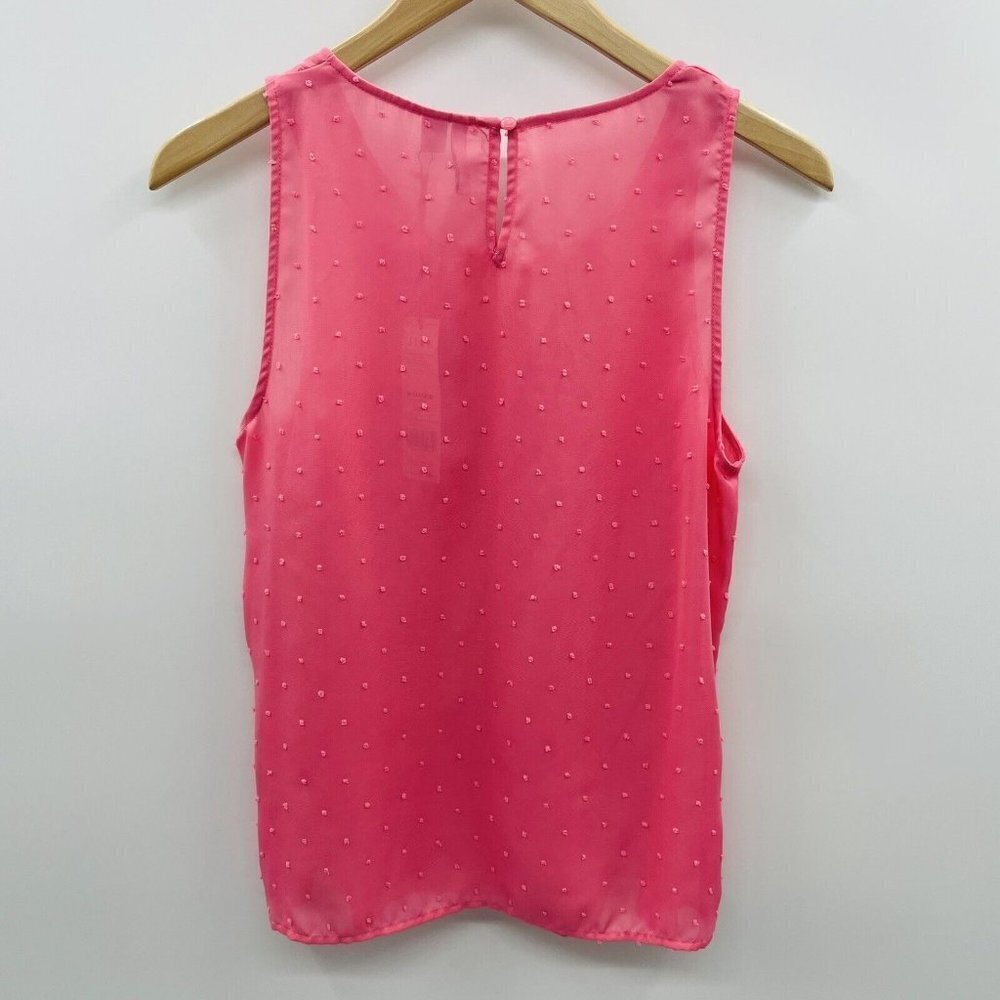 Elle Womens Size Small Sleeveless Swiss Dot Ruffled Blouse In Pink $34 1779 — image 4 of 8